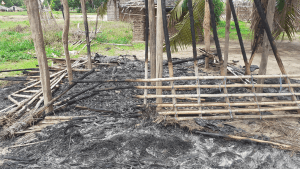 Casas queimadas durante ataques em Cabo Delgado